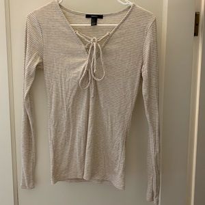 Striped Longsleeve with lace up front
